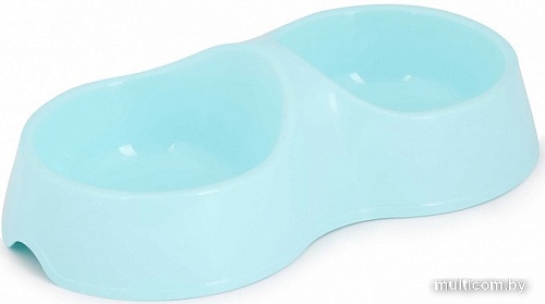 Двойная миска Альтернатива Мур-мяу М8273 (голубой)
