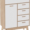 Комод Мебельград Калгари высокий (дуб натуральный светлый/белый матовый)