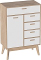 Комод Мебельград Калгари высокий (дуб натуральный светлый/белый матовый)