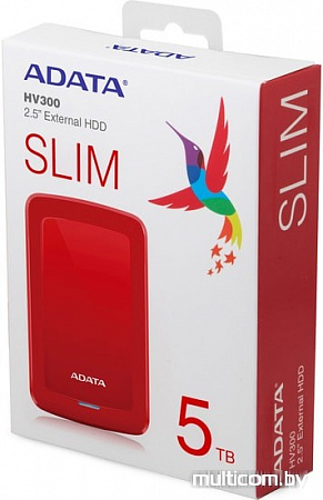 Внешний жесткий диск A-Data HV300 AHV300-5TU31-CRD 5TB (красный)