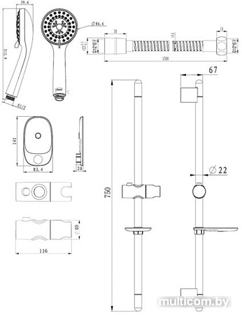 Душевой гарнитур Bravat Eco D152CP-1A-RUS