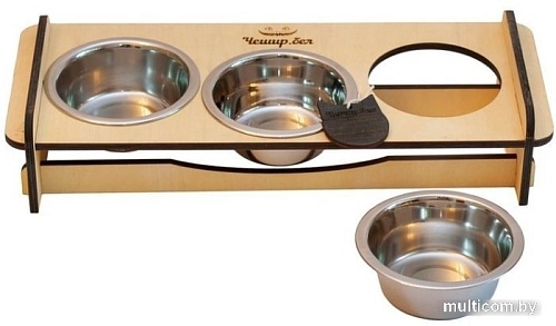 Миски на подставке Чешир Обжора 3 миски 200 мл (бежевый)