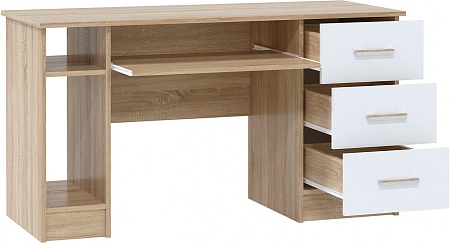 Стол Памир ПКС-4 (дуб сонома/белый глянец)