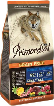 Сухой корм для собак Primordial GF Adult Tuna & Lamb 12 кг