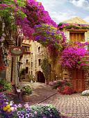 Фотообои ФабрикаФресок Фреска Античная улочка с сиренью 112265 (200x265)