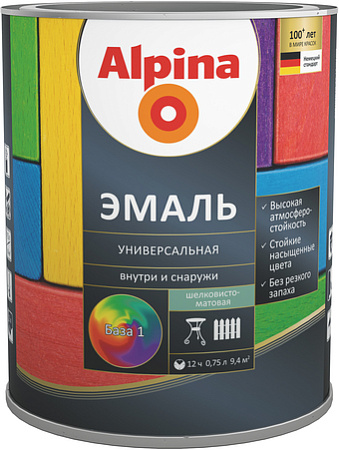 Эмаль Alpina Универсальная 0.75 л (черный шелковисто-матовый)