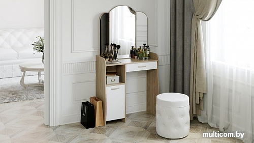 Туалетный столик с зеркалом Трия София Т1 (дуб сонома/белый)
