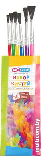 Набор кистей ArtSpace синтетика круглые № 1, 2, 3, 4, 5, 6 SB6_19284 (6 шт)