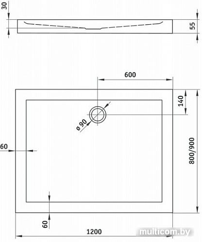 Душевой поддон Deante Minimal 120x90 KTN 043B