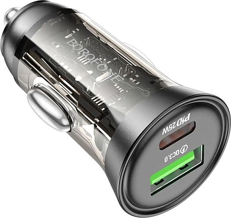 Автомобильное зарядное Borofone BZ26A PD43W USB Type-C to Lightning (черный)