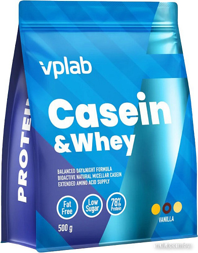 Казеин Vplab Casein & Whey (ваниль, 500г)