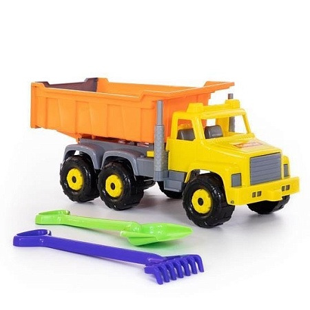 Полесье Супергигант автомобиль-самосвал + лопата и грабли 5557