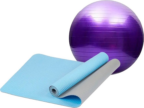 Набор для йоги Sundays Fitness Фитбол IR97402-65 + Коврик IRBL17107 (фиолетовый, голубой)