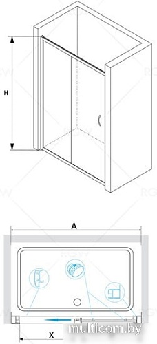 Стеклянная шторка для ванны RGW Passage PA-016 350801616-11 (хром/прозрачное стекло)