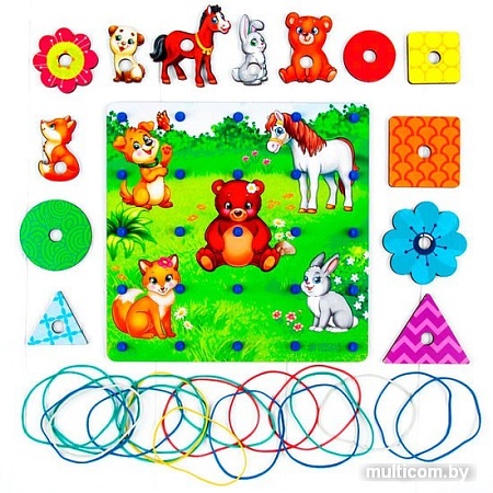 Шнуровка Лесная мастерская Мамы и дети. Геоборд с дополнительными элементами 3807426