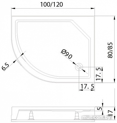Душевой поддон NEW TRENDY New Maxima 120x85 B-0340/L