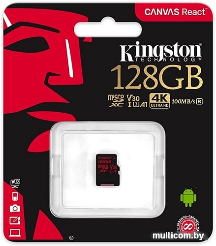 Карта памяти Kingston Canvas React SDCR/128GBSP microSDXC 128GB