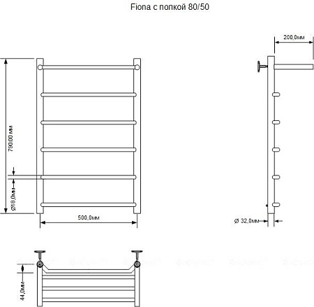 Полотенцесушитель Aquanet Mauro 80x50 281999 (правый)