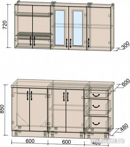 Кухня Интерлиния Мила Крафт 1.6Б (дуб королевский)