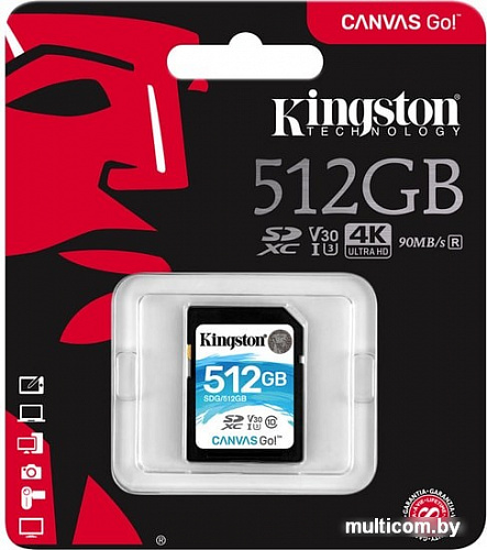 Карта памяти Kingston Canvas Go! SDG/512GB SDXC 512GB