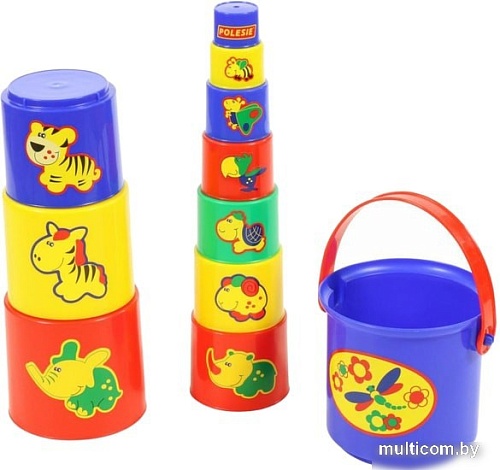 Пирамидка Полесье Занимательная пирамидка 3 (11 элементов, в сеточке)