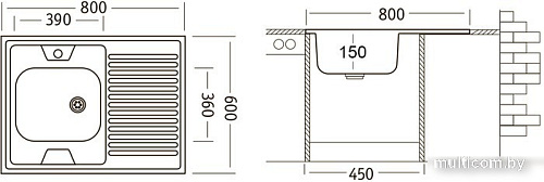 Кухонная мойка Ukinox STD800.600 5C 0RS (с сифоном)