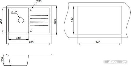 Кухонная мойка Granula 7602 (черный)