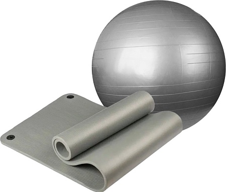Набор для йоги Sundays Fitness Фитбол IR97402-75 + Коврик 1.2см IR97506 (серебристый, серый)