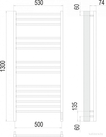 Полотенцесушитель TERMINUS Сицилия П15 500x1300 (RAL 9005 черный матовый)