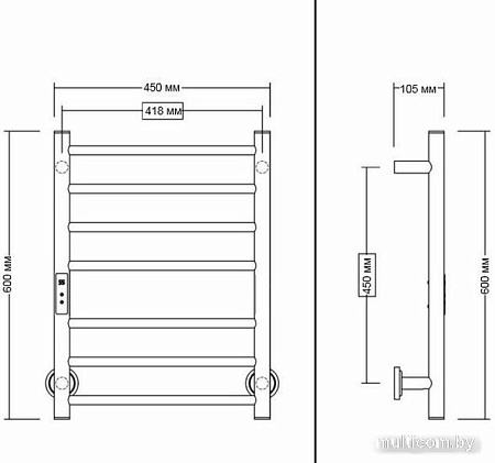 Полотенцесушитель Maxonor PL-TRE01-45-7-7 (черный, подключение слева)