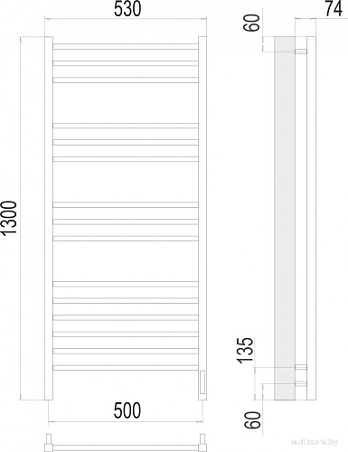 Полотенцесушитель TERMINUS Сицилия П15 500x1300 (RAL 9005 черный матовый)
