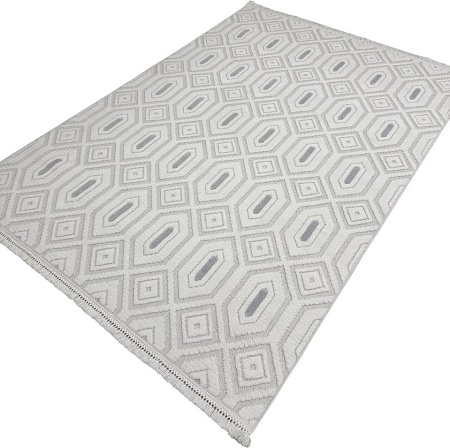 Ковер для жилой комнаты Radjab Carpet Поло Прямоугольник EN 262 12560RK (2.4x3.4, Cream/L.Grey)