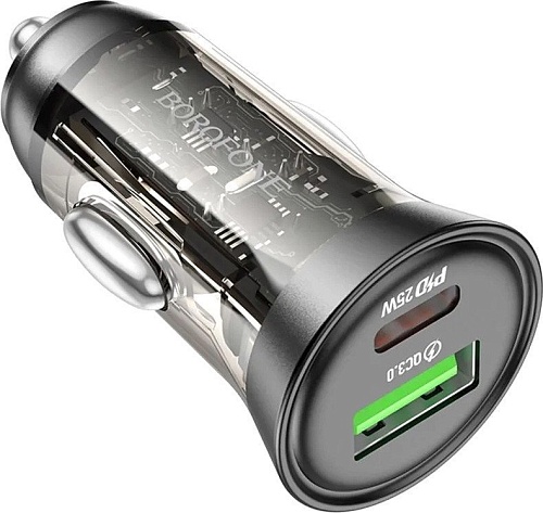 Автомобильное зарядное Borofone BZ26A PD43W USB Type-C to Lightning (черный)