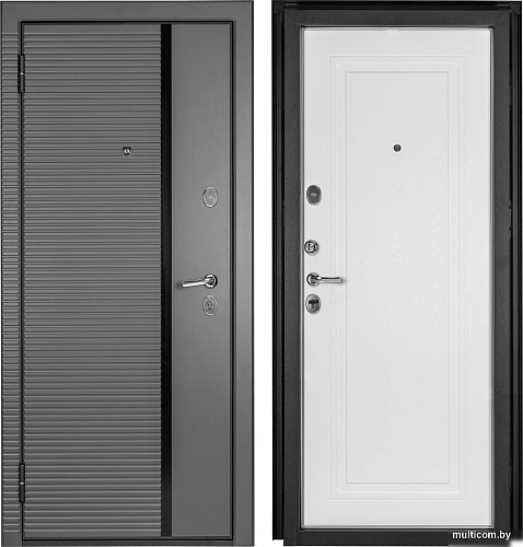 Металлическая дверь Guard MG60 МДФ/МДФ 97х205 левая (серый/белый ясень)