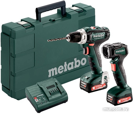 Дрель-шуруповерт Metabo PowerMaxx BS 12 601036900 (с 2-мя АКБ, кейс)