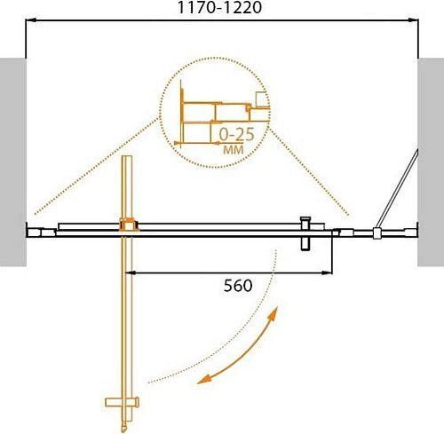 Душевая дверь Cezares MOLVENO-BA-11-100+20-C-Cr-IV