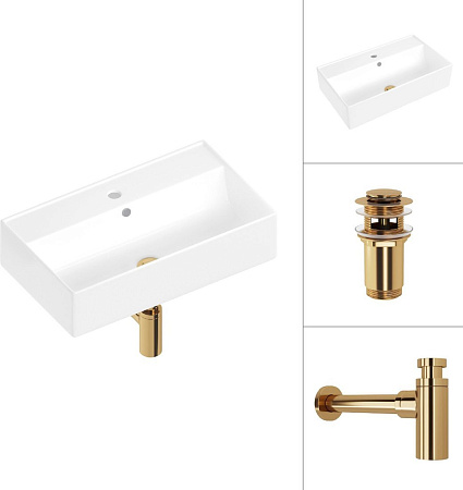Умывальник Lauter 21855 + клапан 21190G + сифон 21635G (золото)