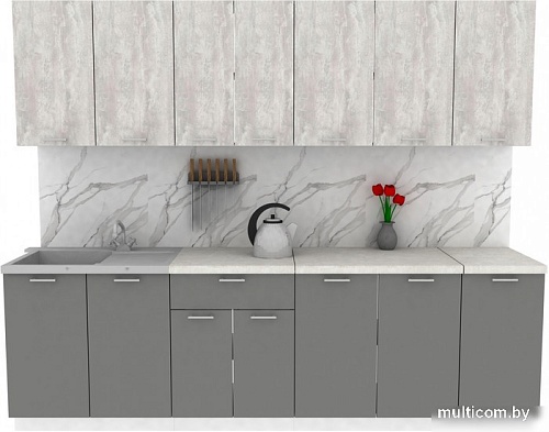 Готовая кухня ЭлиГард Lion 2.6 (ледяное дерево/дымчатый алмаз/королевский опал)