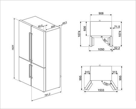 Четырёхдверный холодильник Smeg FQ60XDE