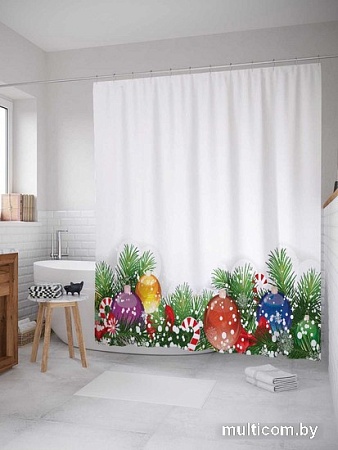 Шторка-занавеска для ванны JoyArty Заснеженные игрушки sc_19401