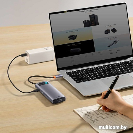Док-станция Baseus Metal Gleam Series 7-in-1 Multifunctional Type-C HUB Docking Station Gray WKWG040013