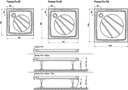 Душевой поддон Ravak Galaxy Perseus Pro 100x100 [XA03AA01010]