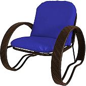 Кресло M-Group Фасоль 12370210 (коричневый ротанг/синяя подушка)