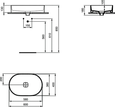 Умывальник Ideal Standard Strada II Oval Vesse 60 T298101
