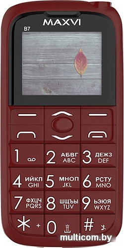 Кнопочный телефон Maxvi B7 (винный красный)