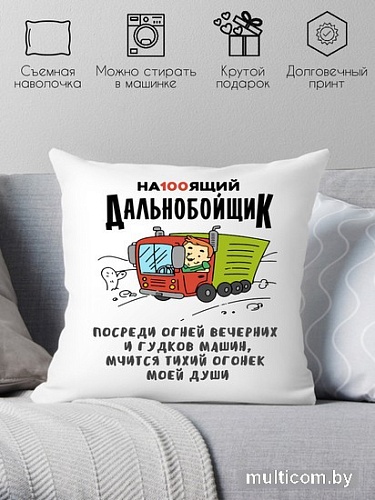 Декоративная подушка Print Style Настоящий дальнобойщик 40x40plat152