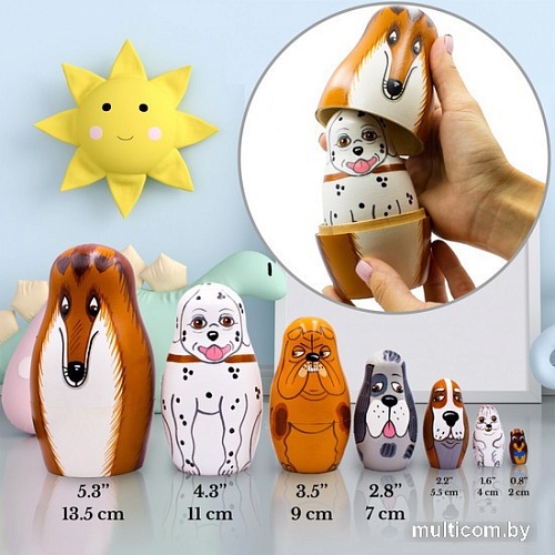 Развивающая игра Брестская Матрешка Собаки разных пород (набор 7 шт)