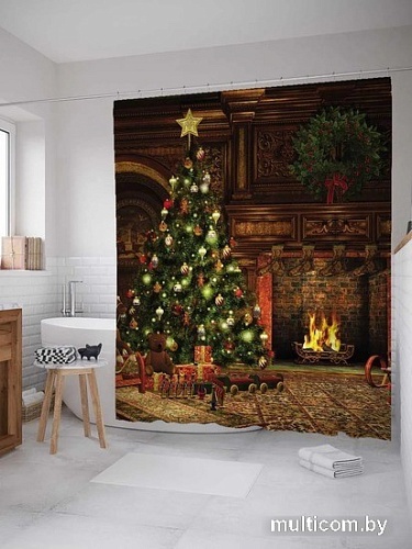Шторка-занавеска для ванны JoyArty Праздник у камина sc_381929