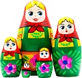 Развивающая игра Брестская Матрешка В зеленом сарафане и красном платке (набор 5 шт)