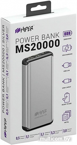 Портативное зарядное устройство Hiper MS20000 (серебристый)